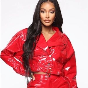 Red leather fashionnova jacket
